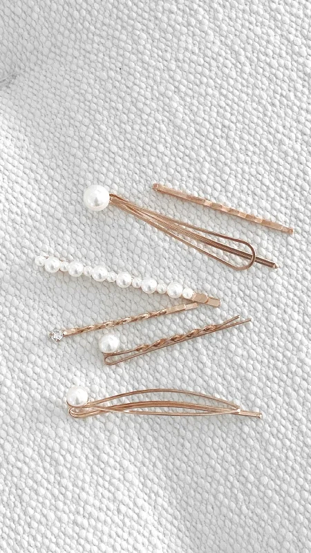 Julia Hair Clip Set - Pearl/Gold