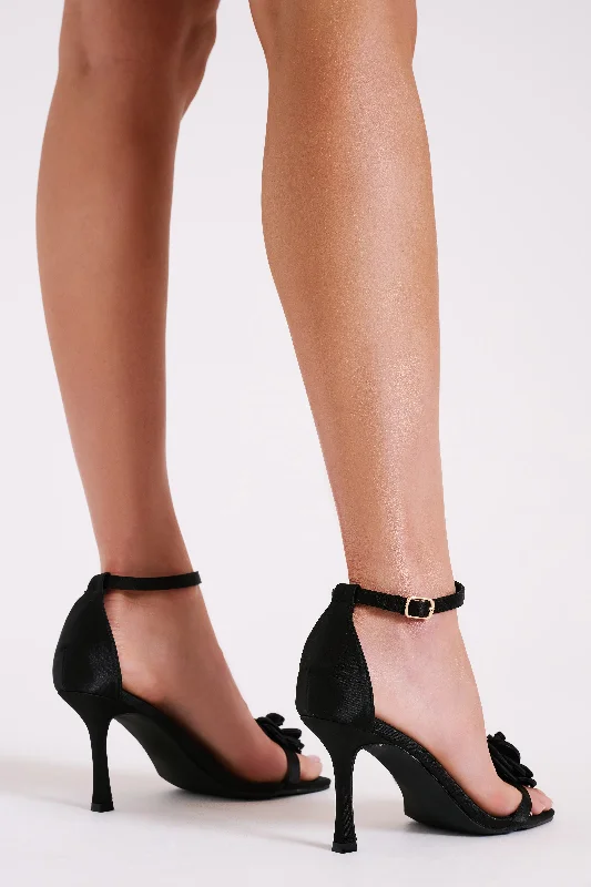 Lara Rose Satin Heel - Black