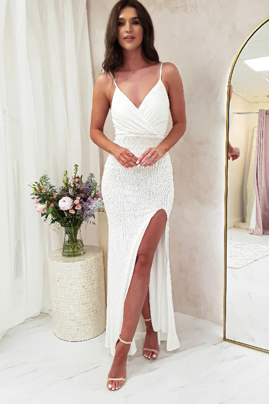 Mulan Sequin Gown | White