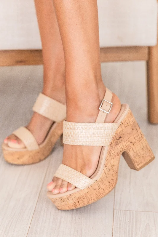 Leila Natural Braid Detail Cork Heels FINAL SALE