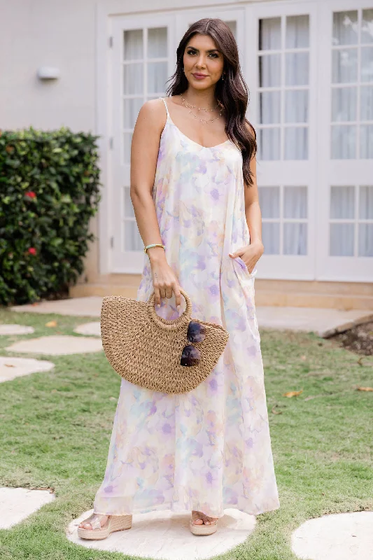 Pretty In Paradise Watercolor Maxi Dress FINAL SALE