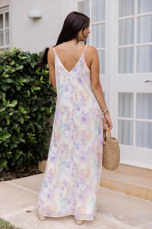 Pretty In Paradise Watercolor Maxi Dress FINAL SALE