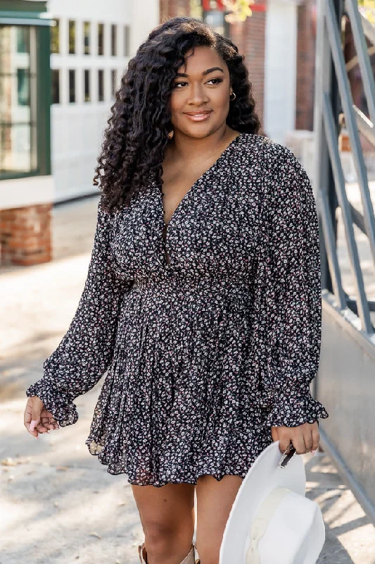 Pretty On Point Black Floral Pleated Romper FINAL SALE