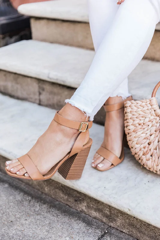 Teagan Tan Wooden Block Heels FINAL SALE