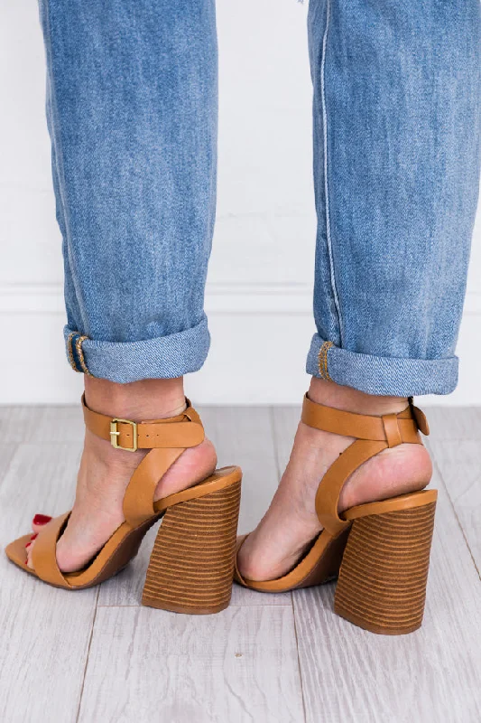 Teagan Tan Wooden Block Heels FINAL SALE