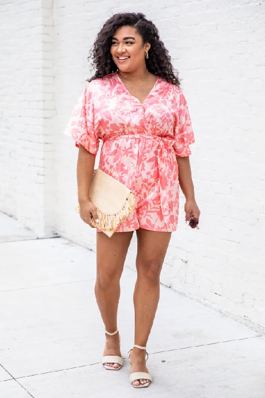 Total Upgrade Pink Floral Romper FINAL SALE