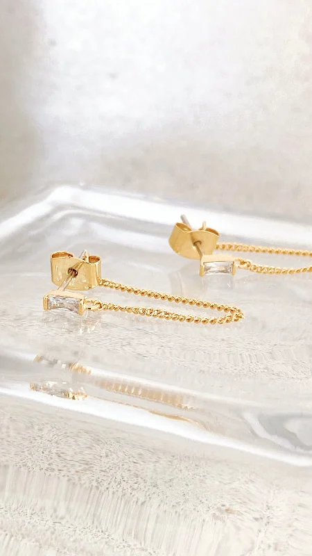 Vanna Chain Earrings - Crystal/Gold