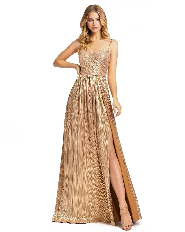 Metallic Ruched A Line Gown