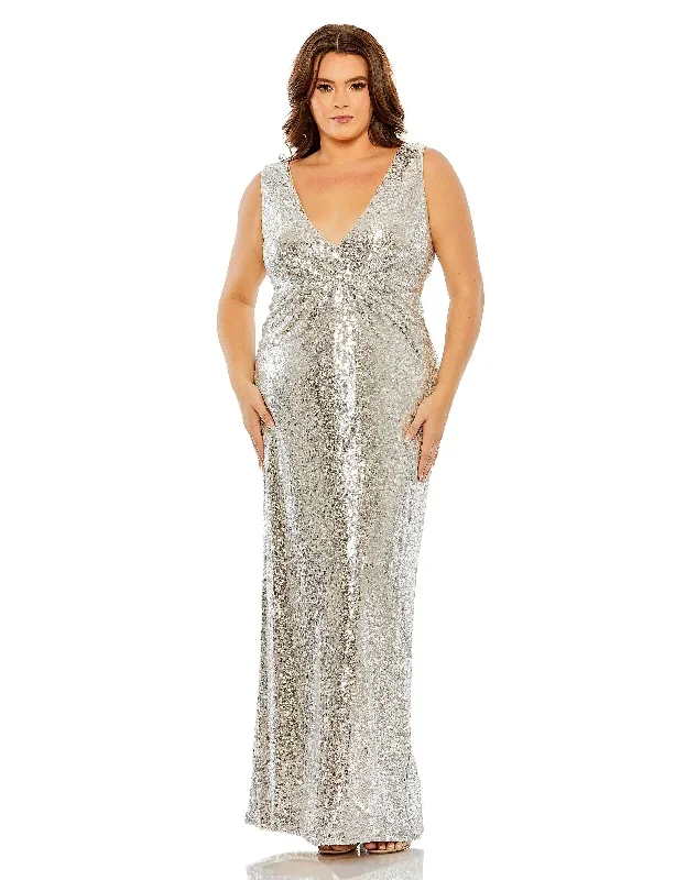 Sequin V-neck Back Cutout Gown