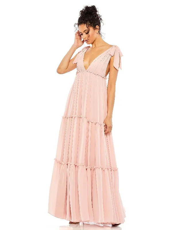 Tiered V-Neck Plunging Maxi Dress - FINAL SALE