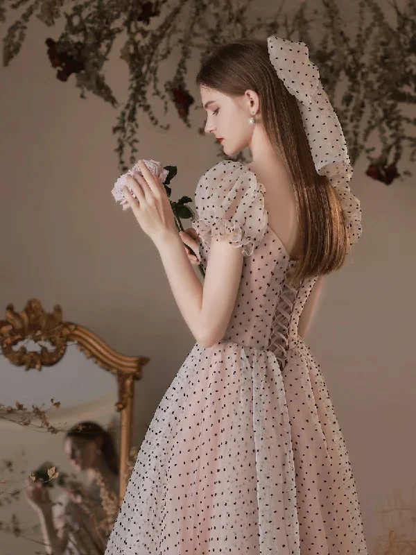 a-line-short-sleeves-polka-dots-tulle-long-prom-dress-with-bow