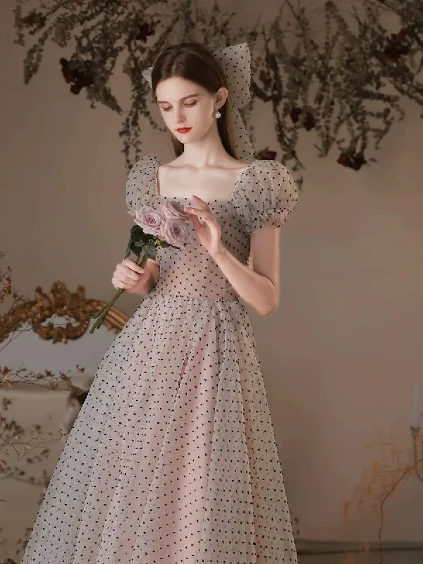 a-line-short-sleeves-polka-dots-tulle-long-prom-dress-with-bow