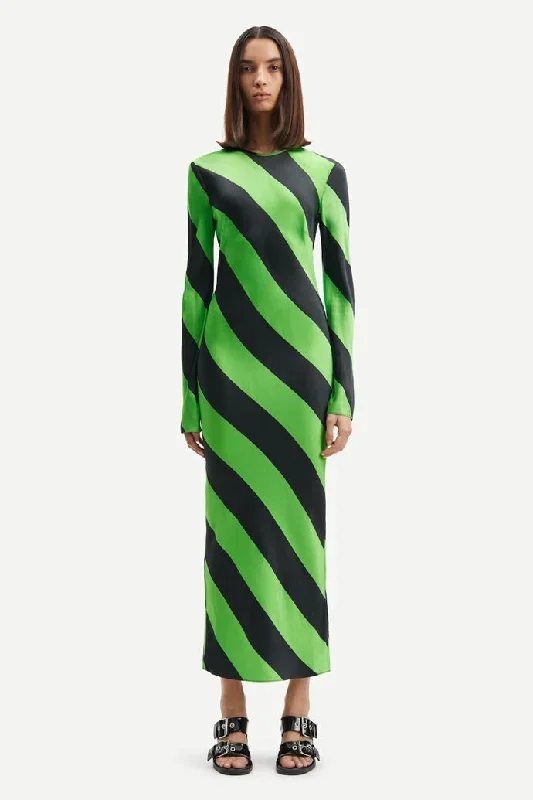 Alina Long Dress | Green Stripe