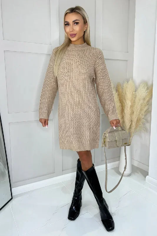 ax-paris-oatmeal-high-neck-knitted-jumper-dress