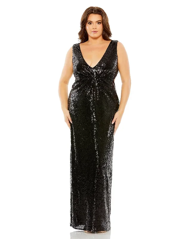 Sequin v-neckline back cutout gown | Sample | Sz. 12W