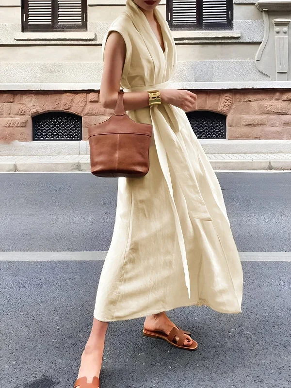 cotton-linen-belted-sleeveless-long-dress