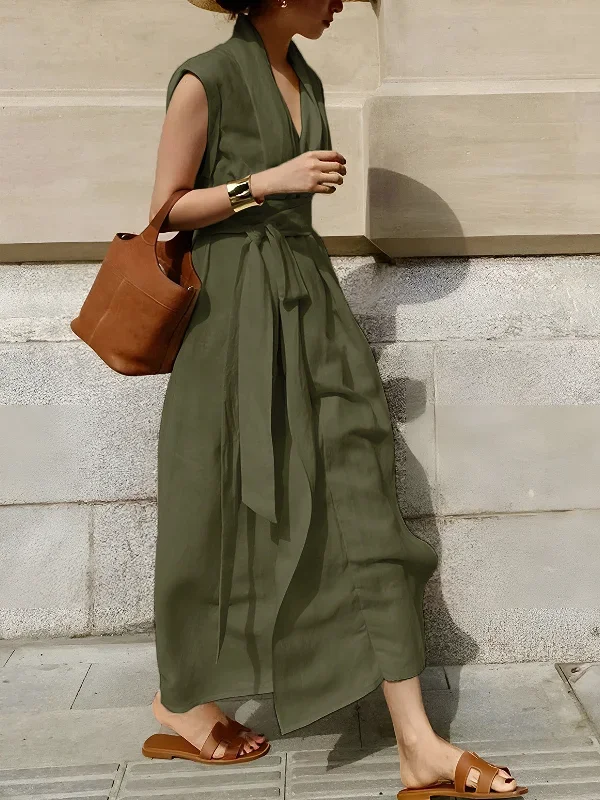 cotton-linen-belted-sleeveless-long-dress