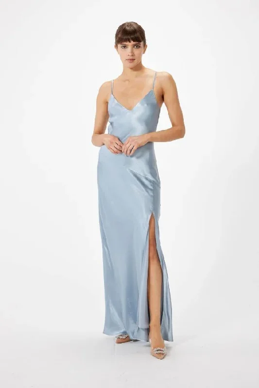 Ella Satin Dress | Slate Blue