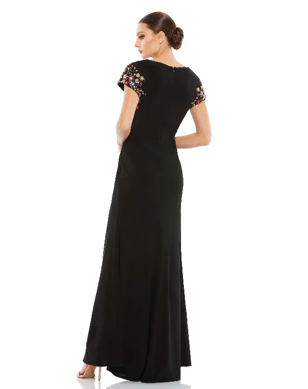 embellished-sleeve-jersey-wrap-gown