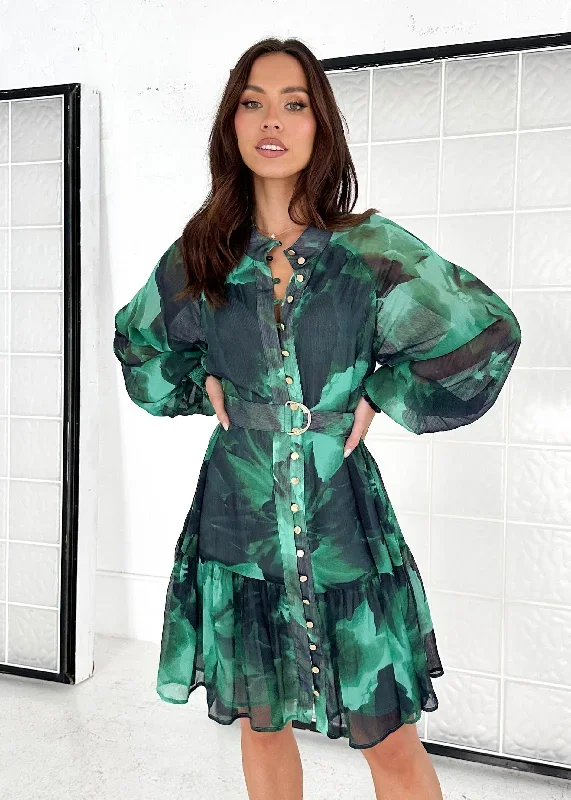 Everie Dress - Emerald Watercolour