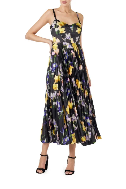 Floral Satin Midi Dress