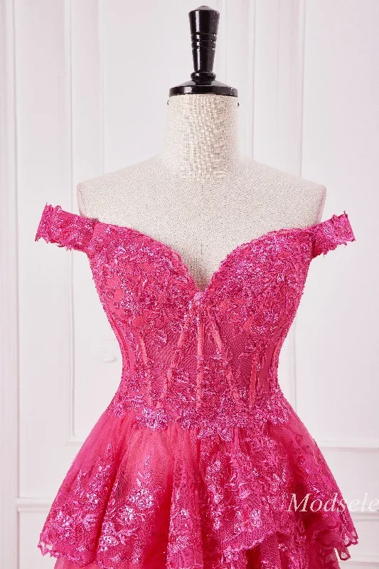 fuchsia-glitter-appliques-off-the-shoulder-ruffle-long-prom-dress