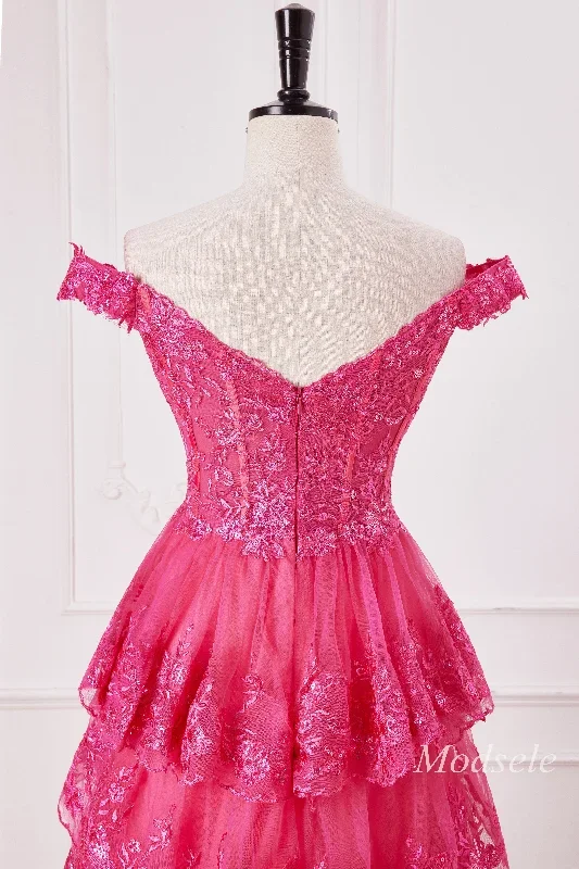 fuchsia-glitter-appliques-off-the-shoulder-ruffle-long-prom-dress