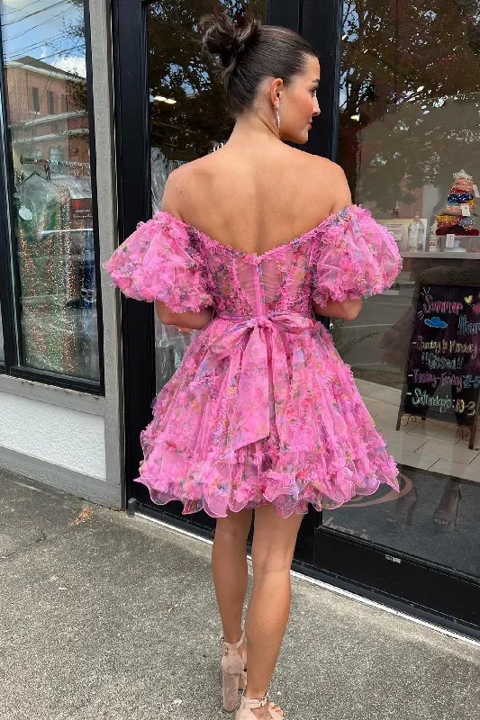 fuchsia-print-puff-sleeve-ruffle-short-homecoming-dress