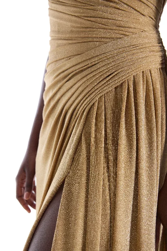 gold-strapless-glitter-knit-gown