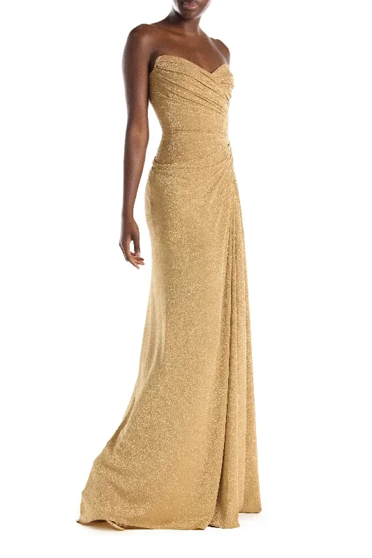 gold-strapless-glitter-knit-gown