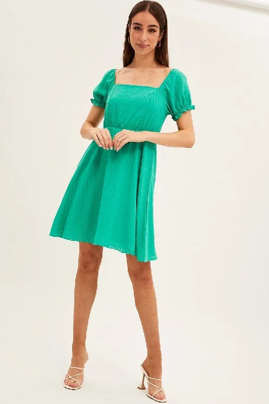 green-square-neck-puff-sleeve-skater-dress-dd12408-f-4