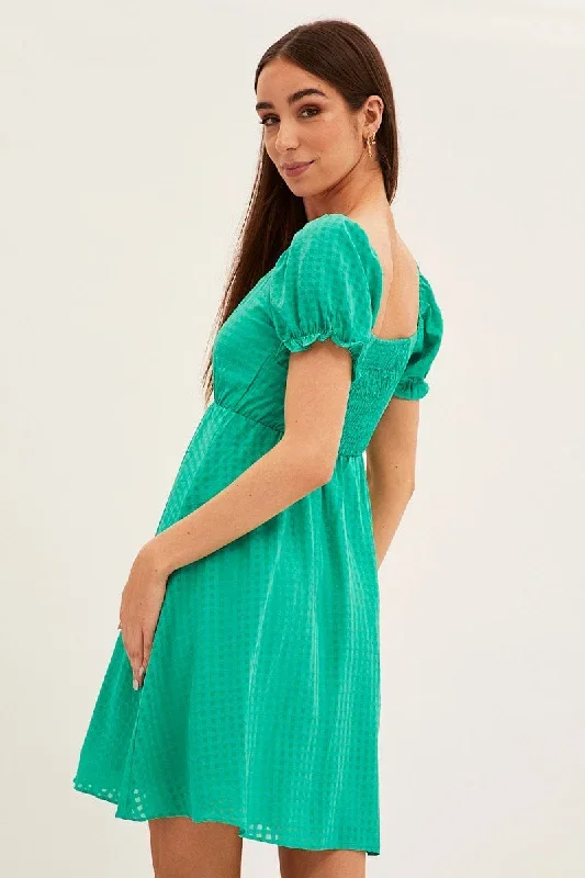 green-square-neck-puff-sleeve-skater-dress-dd12408-f-4