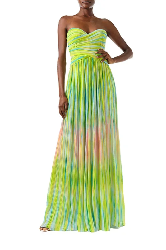 Strapless Pleated Chiffon Gown