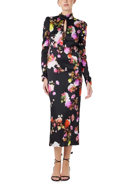 high-neck-floral-midi-dress