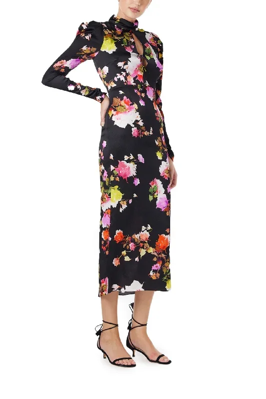 high-neck-floral-midi-dress