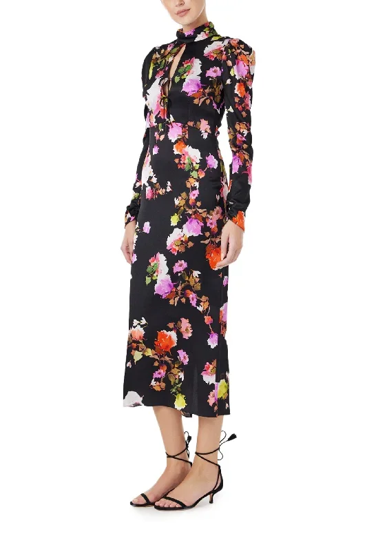 high-neck-floral-midi-dress