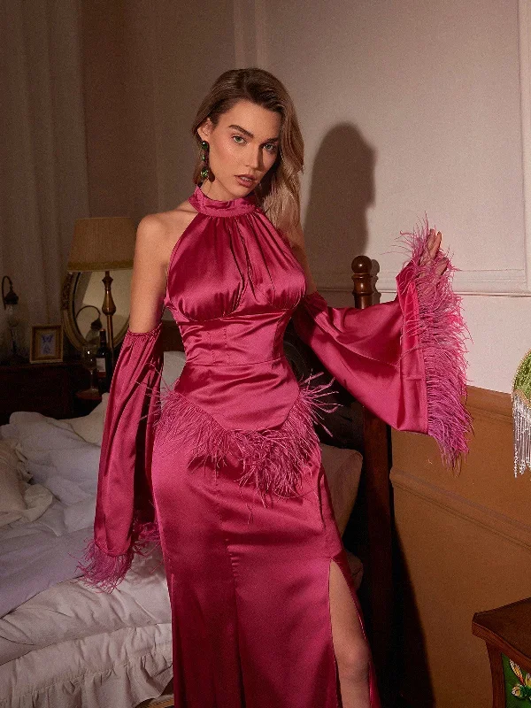 knute-halterneck-feather-satin-dress-in-hot-pink