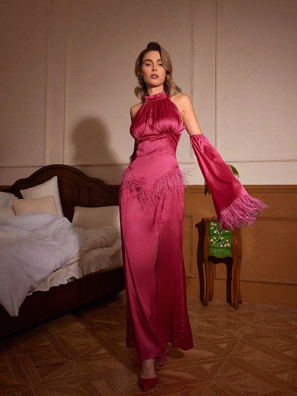 knute-halterneck-feather-satin-dress-in-hot-pink