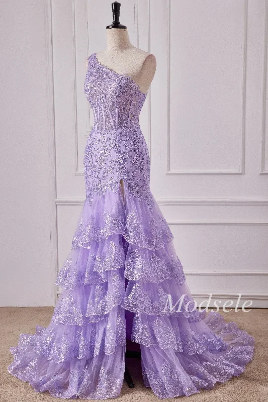 lavender-tulle-sequin-one-shoulder-ruffle-mermaid-gown-with-slit