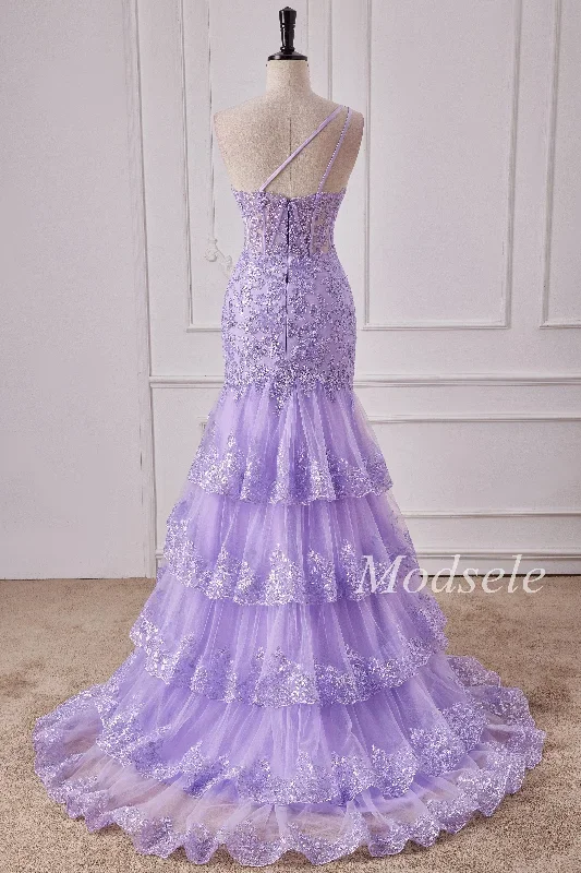 lavender-tulle-sequin-one-shoulder-ruffle-mermaid-gown-with-slit