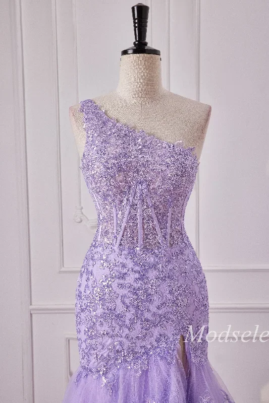 lavender-tulle-sequin-one-shoulder-ruffle-mermaid-gown-with-slit