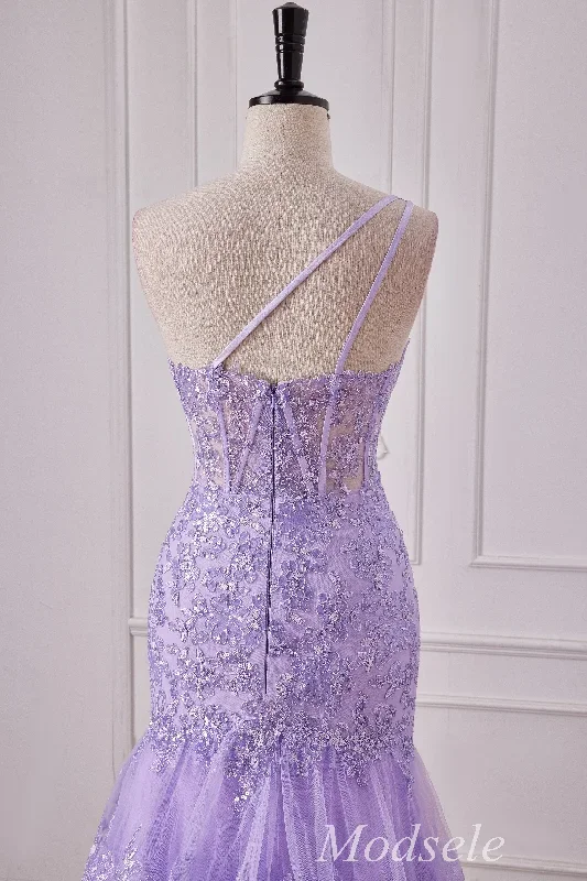 lavender-tulle-sequin-one-shoulder-ruffle-mermaid-gown-with-slit