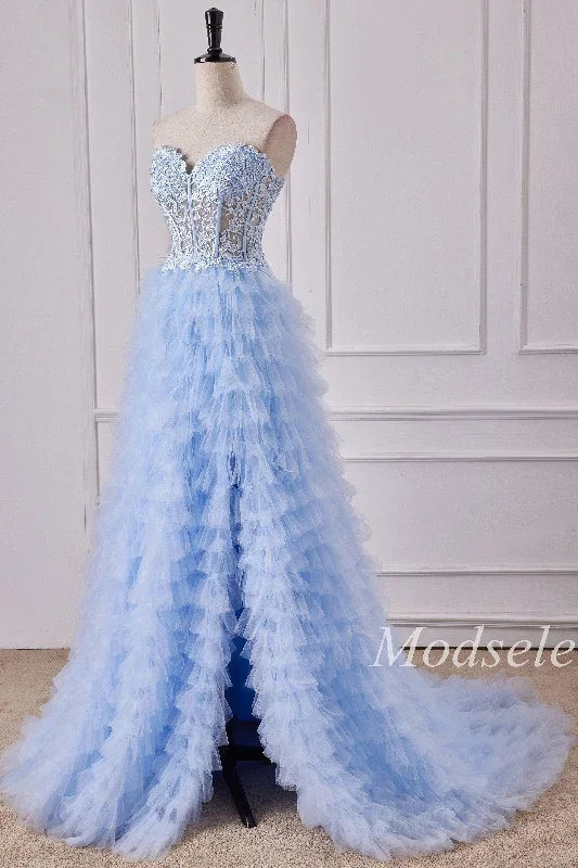 light-blue-appliques-strapless-ruffle-tiered-gown-with-slit