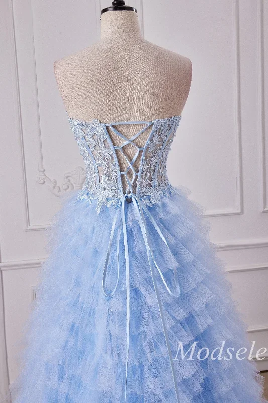 light-blue-appliques-strapless-ruffle-tiered-gown-with-slit