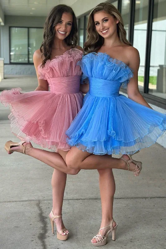 light-blue-strapless-pleated-short-dress-with-ruffles