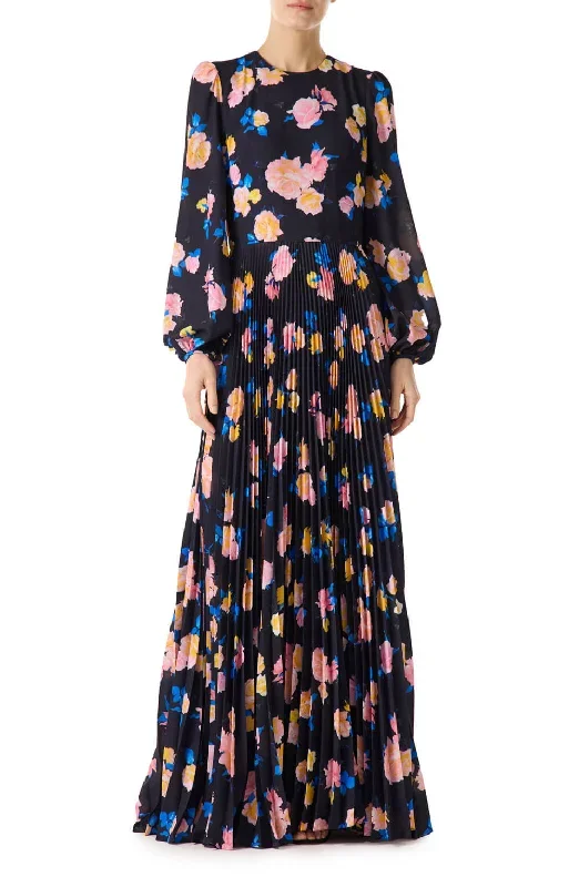 navy-floral-printed-long-sleeve-gown