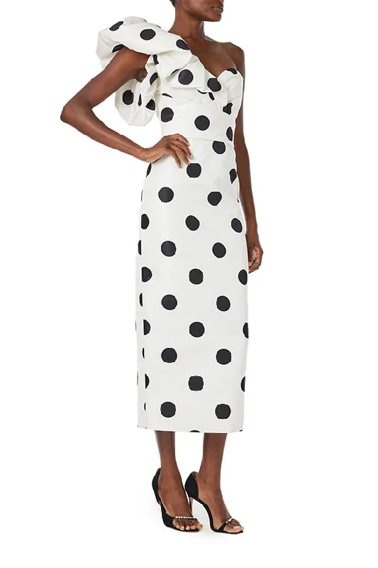 one-shoulder-polka-dot-cocktail-dress