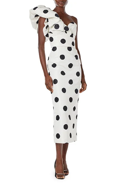 one-shoulder-polka-dot-cocktail-dress