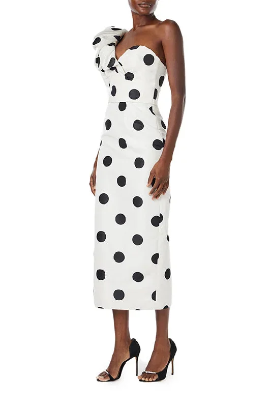 one-shoulder-polka-dot-cocktail-dress