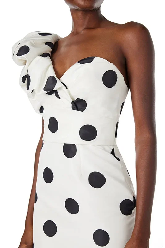 one-shoulder-polka-dot-cocktail-dress